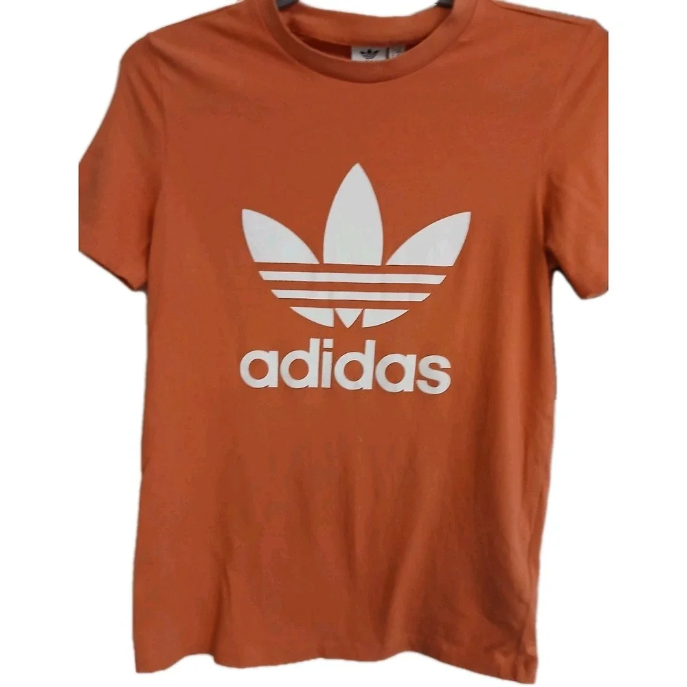 Adidas Mens T Shirt Size Small Crew Neck Orange Short Sleeve Summer Sports #285C